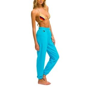Aviator Nation 5 STRIPE SWEATPANTS - NEON BLUE // NEON RAINBOW